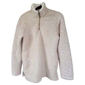 Love Tree Sherpa Half‎ Zip Sweater Jacket Small Beige